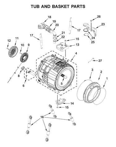 Tub and basket parts