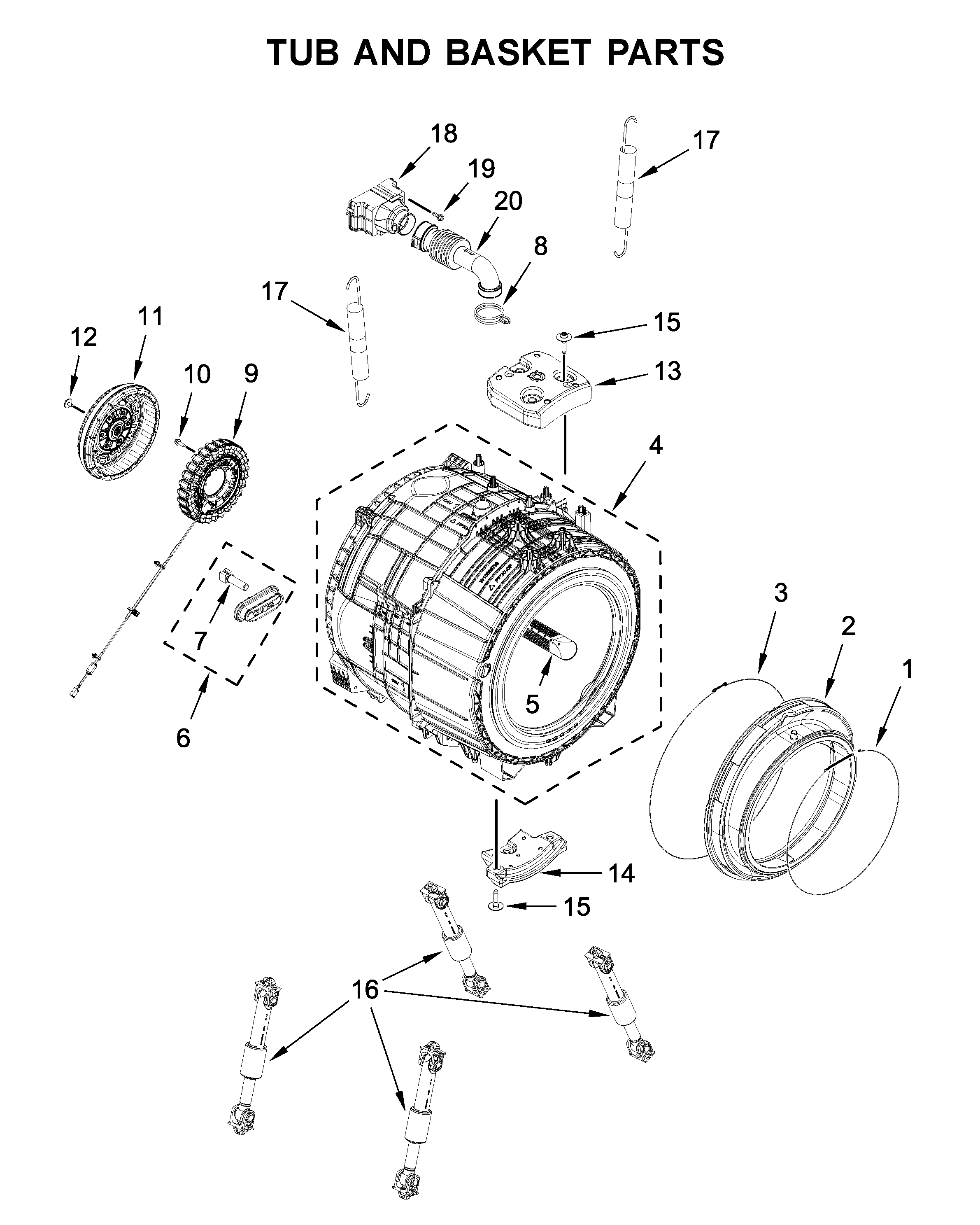 Tub and basket parts
