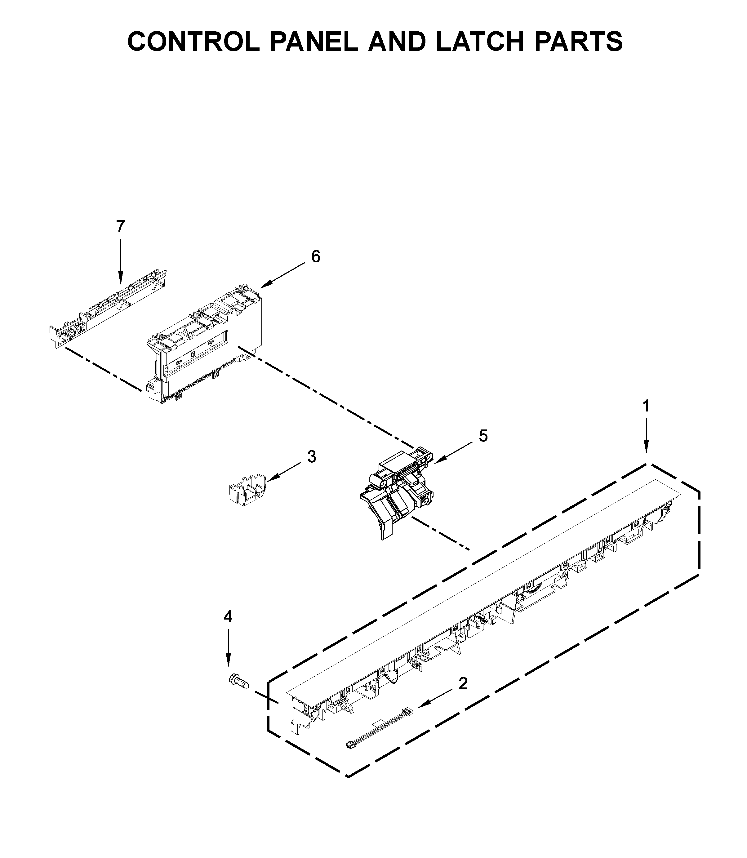 Control panel and latch parts