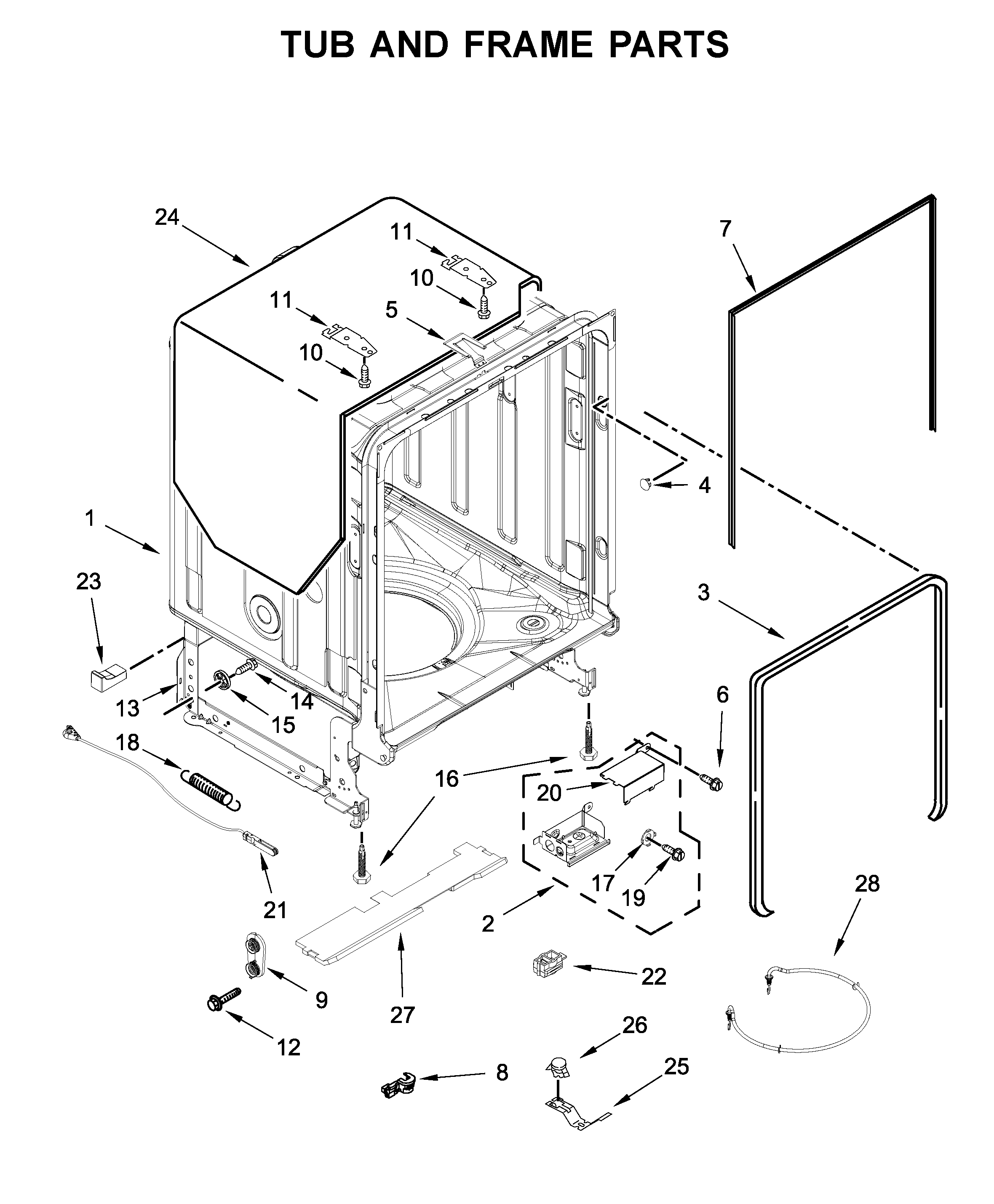 TUB AND FRAME PARTS