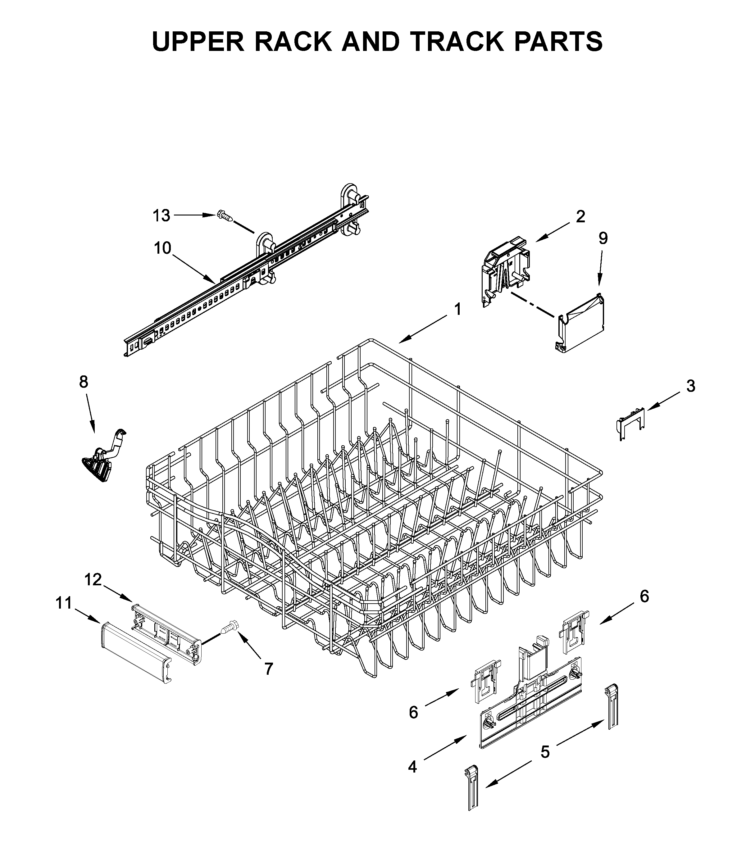 Upper rack and track parts