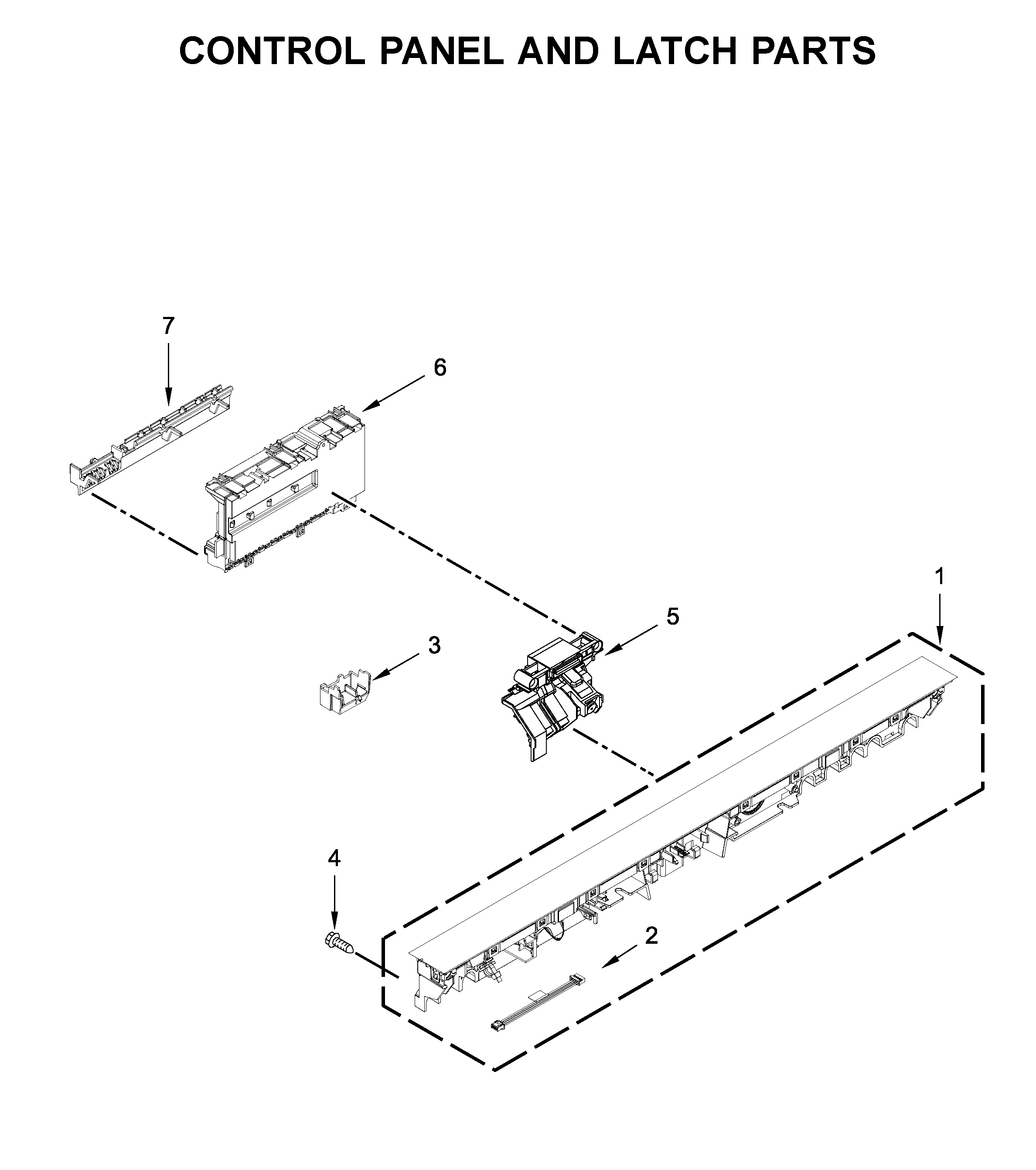 Control panel and latch parts