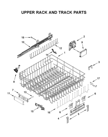 Upper rack and track parts