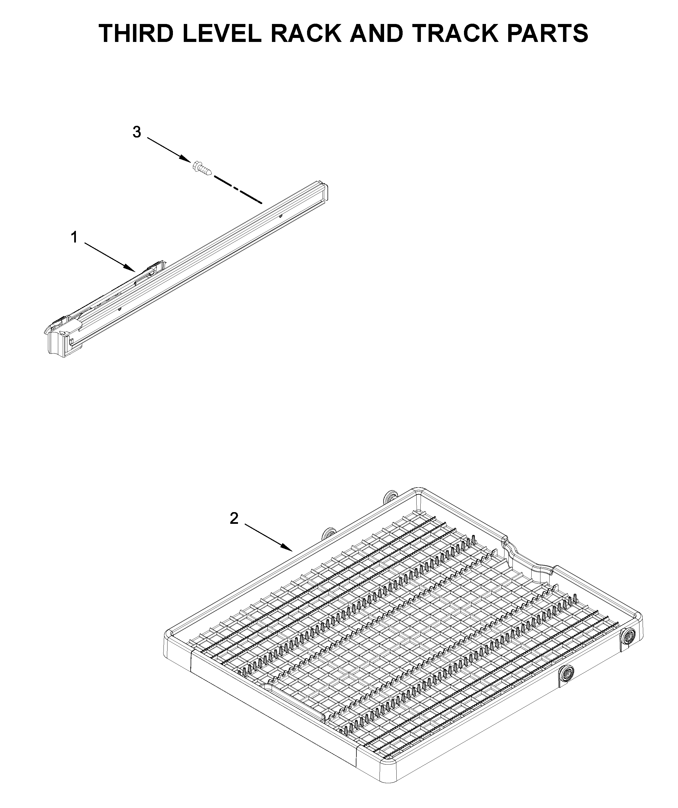 Third level rack and track parts