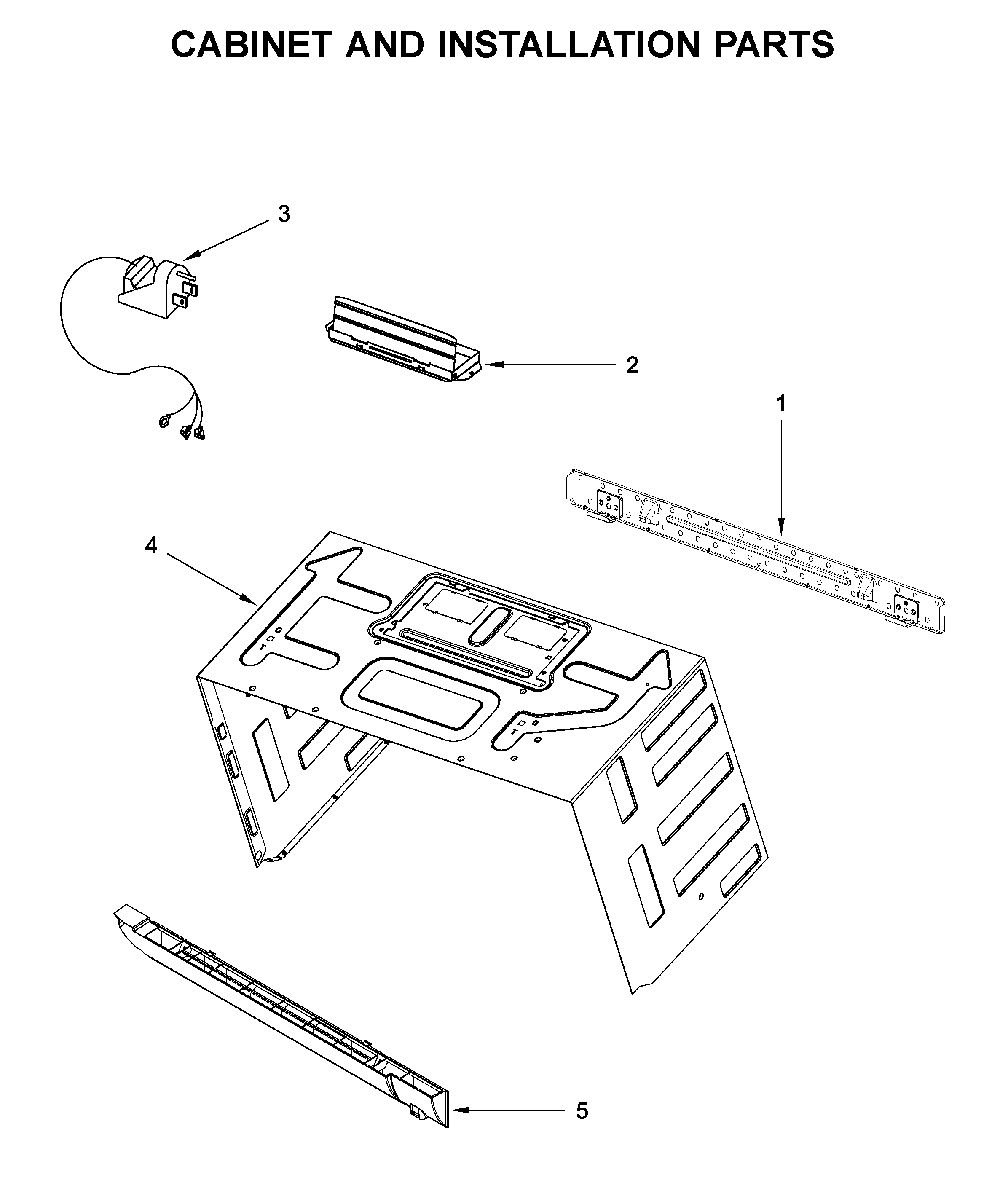 Cabinet and installation parts