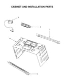 Cabinet and installation parts