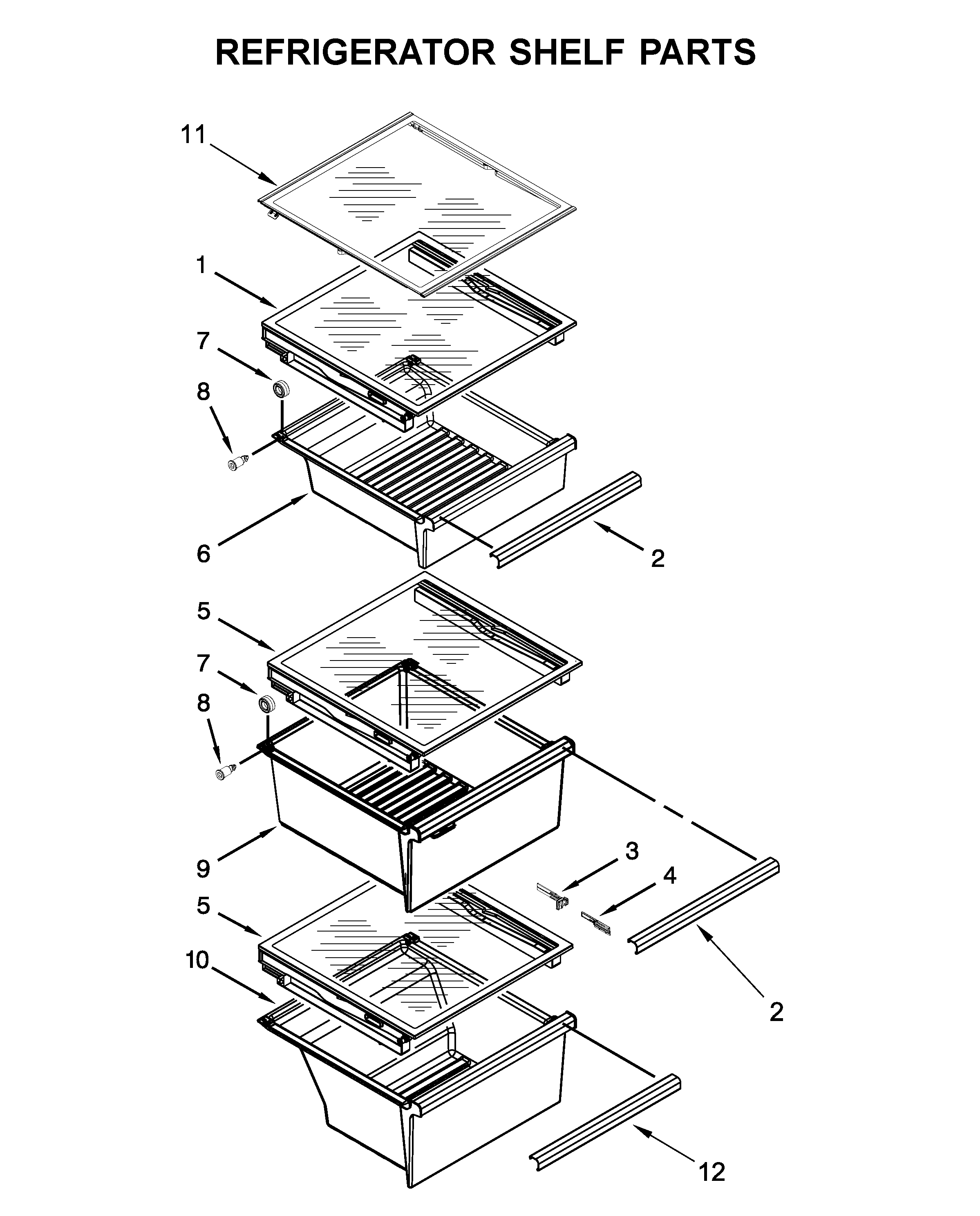 Refrigerator shelf parts