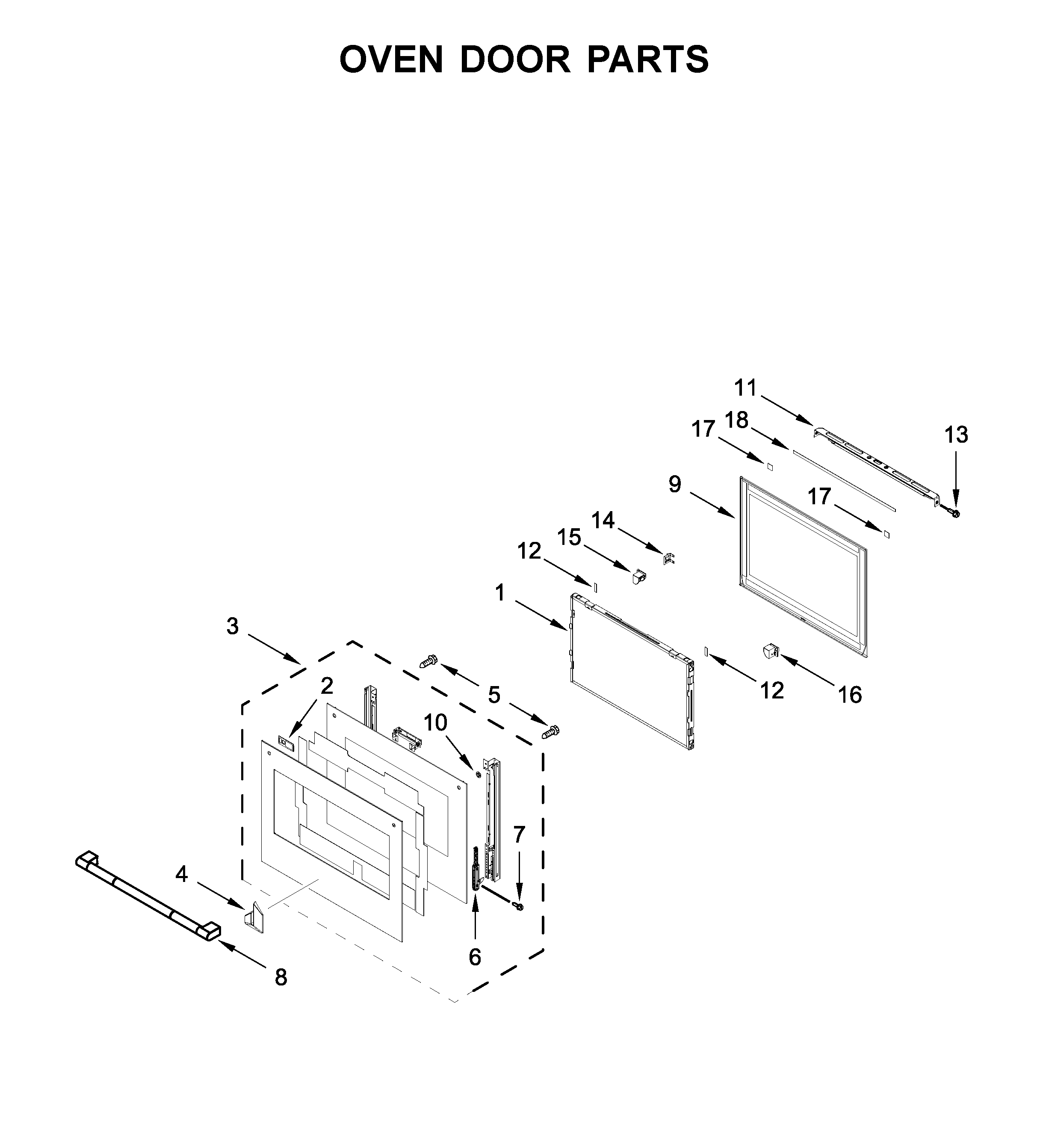 Oven door parts