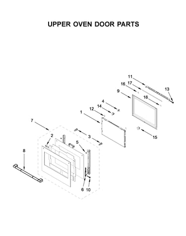 Upper oven door parts