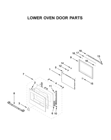 Lower oven door parts