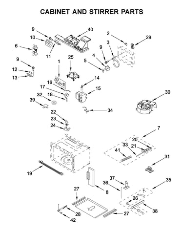 Cabinet and stirrer parts