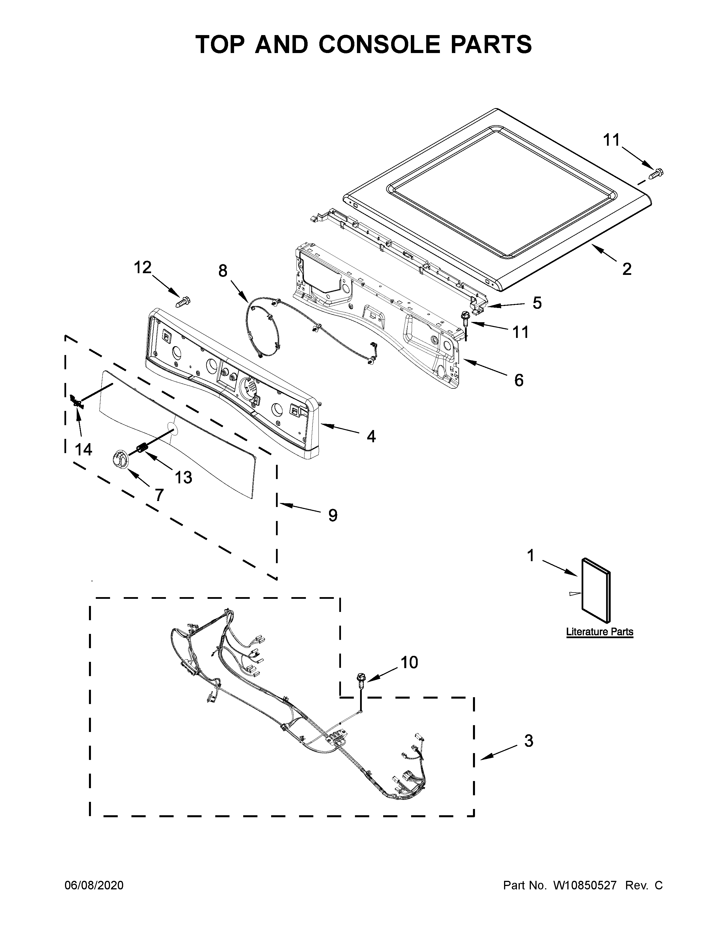 Top and console parts