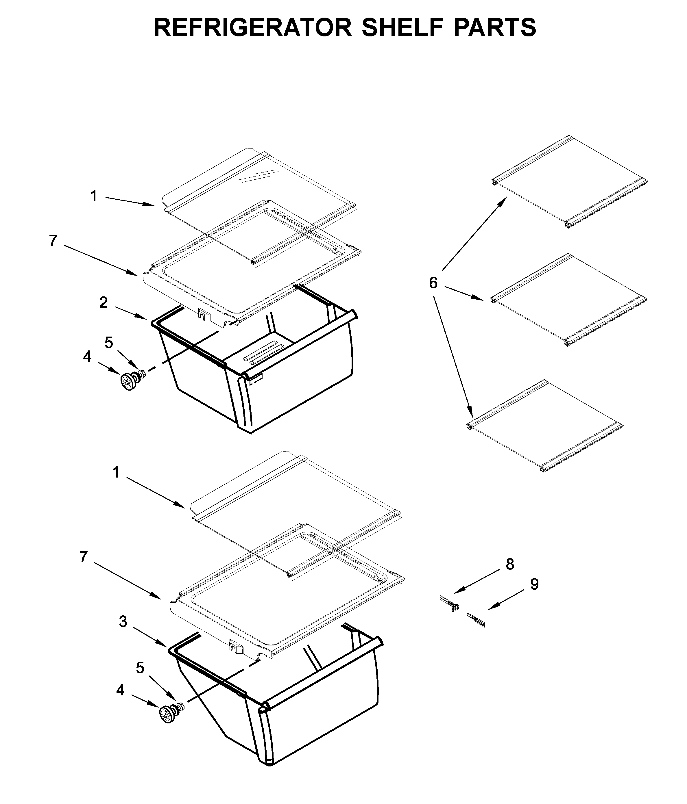 Refrigerator shelf parts
