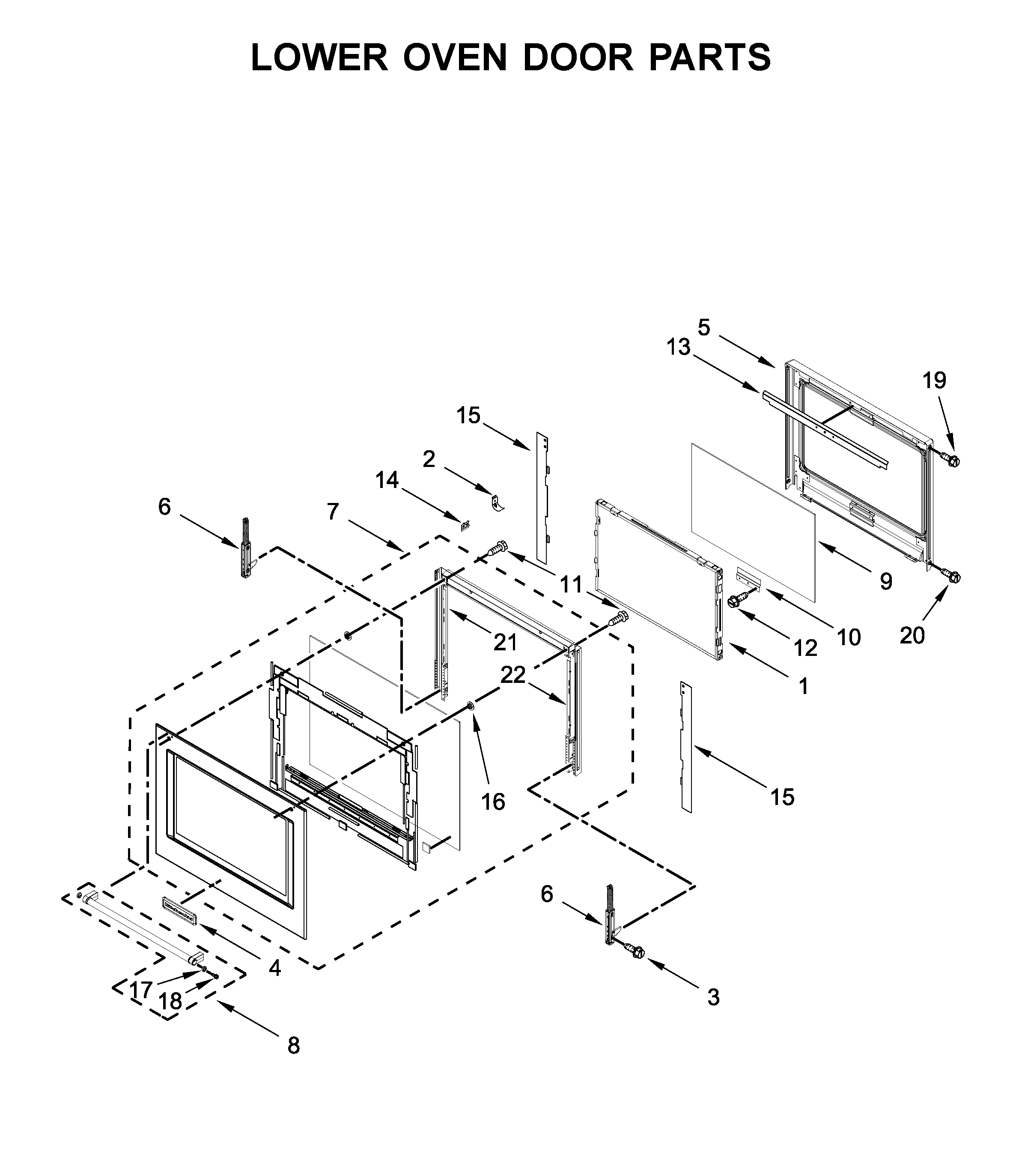 Lower oven door parts