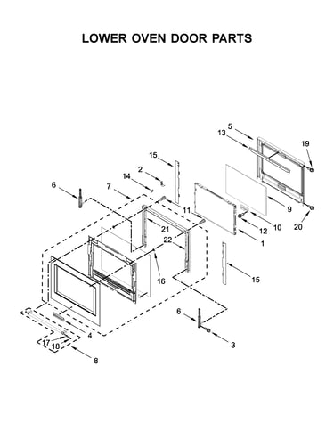 Lower oven door parts