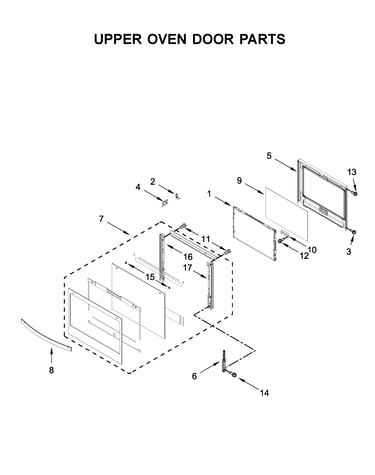 Upper oven door parts