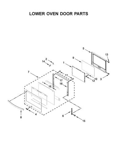 Lower oven door parts