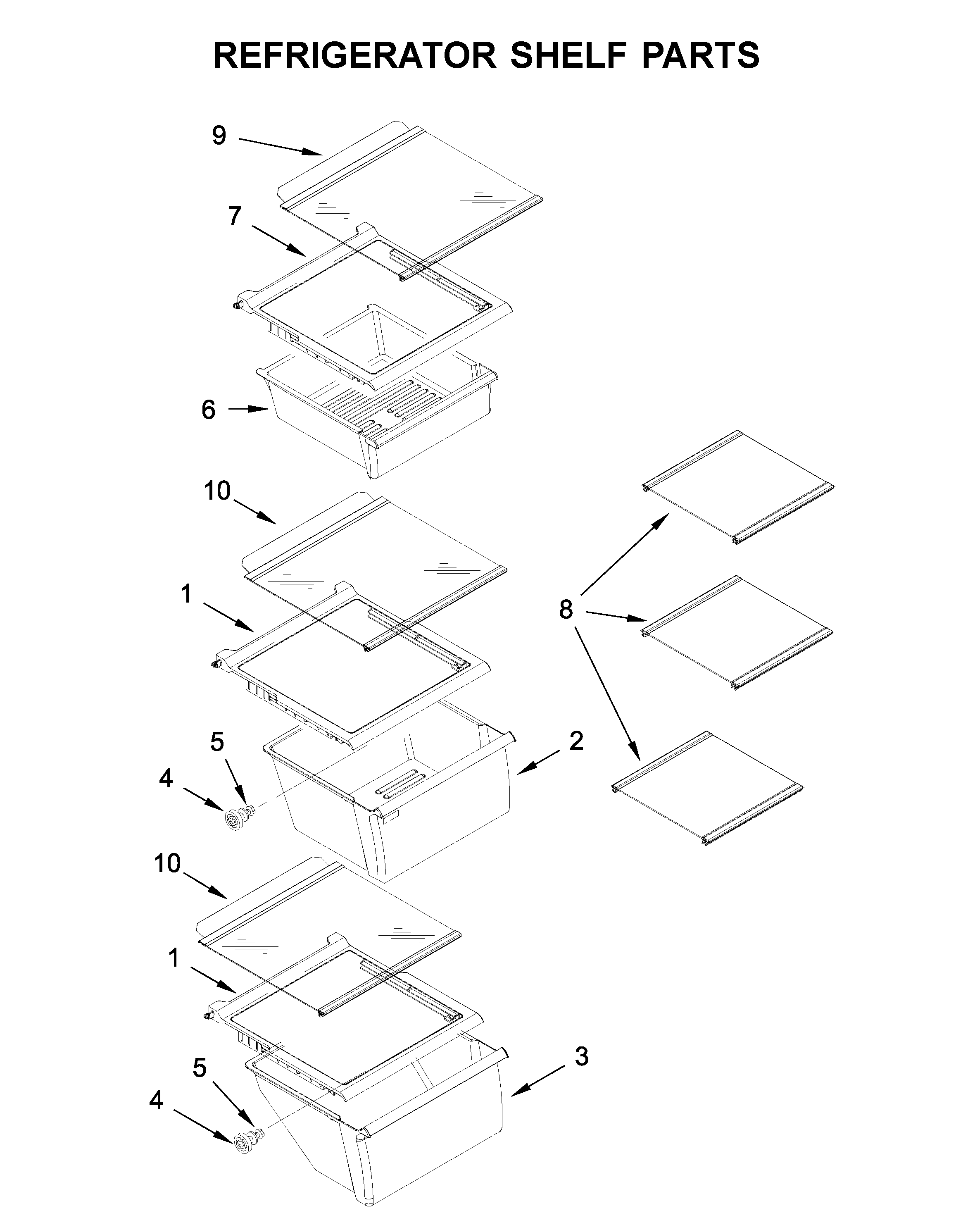 Refrigerator shelf parts