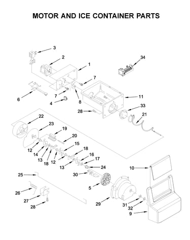 Motor and ice container parts