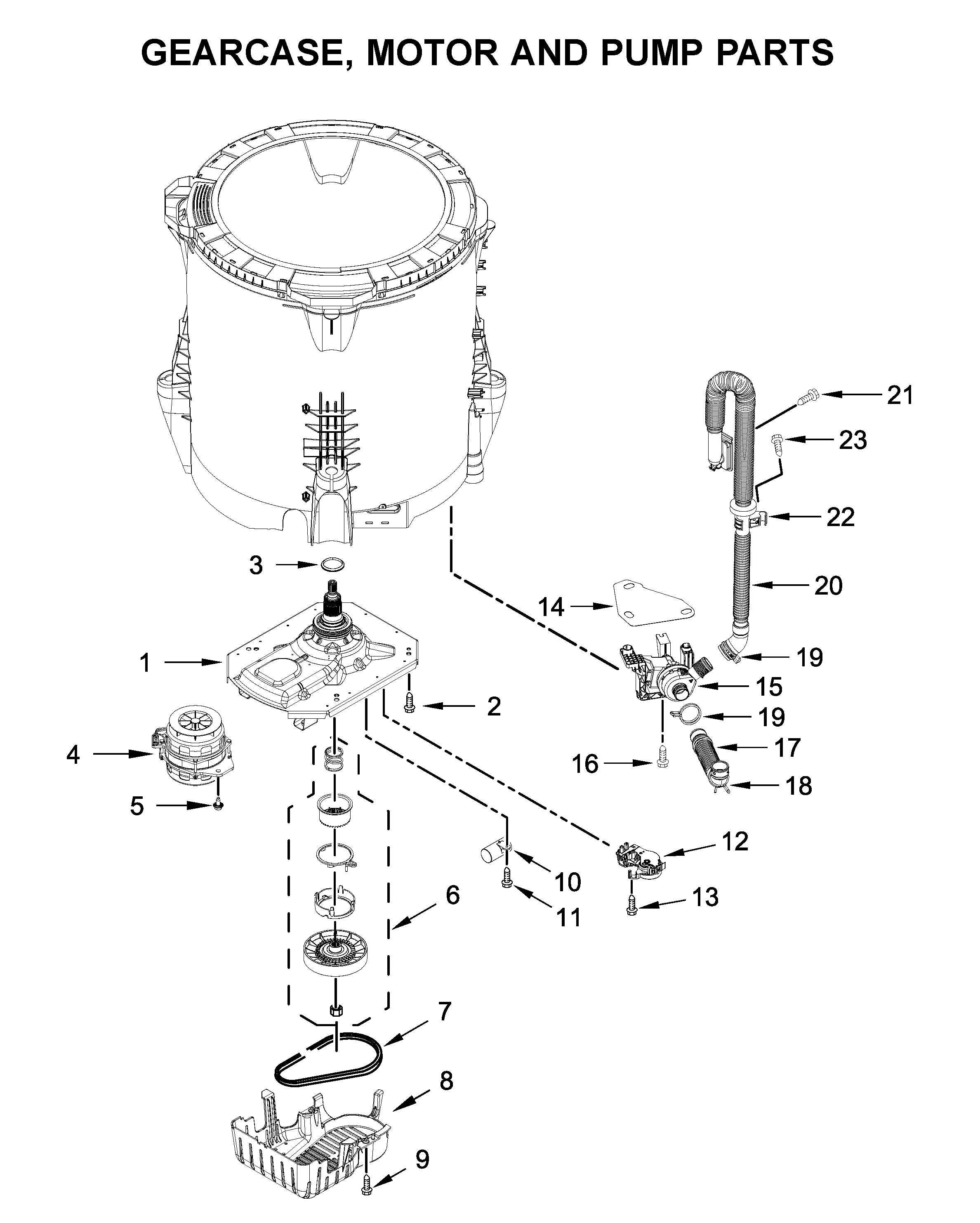 Gearcase, motor and pump parts