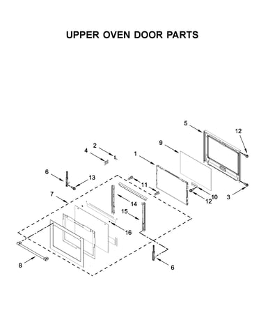 Upper oven door parts