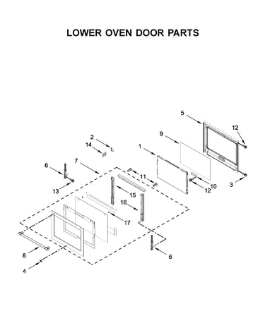 Lower oven door parts