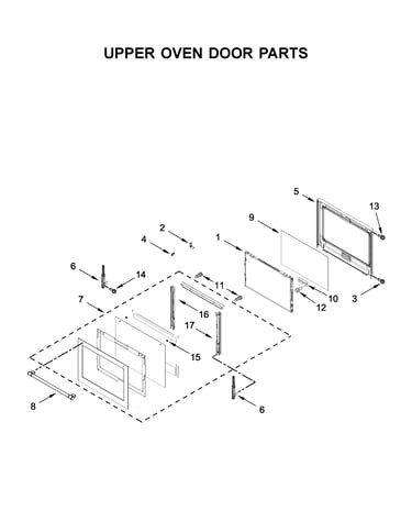 Upper oven door parts