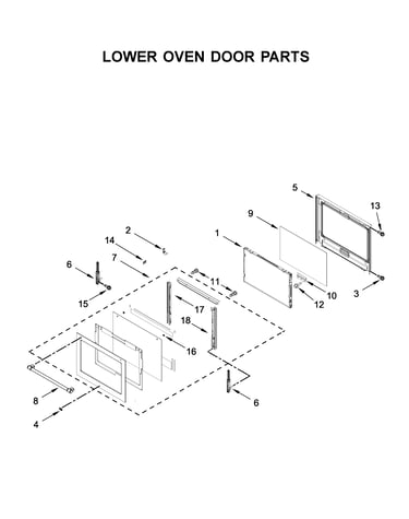 Lower oven door parts
