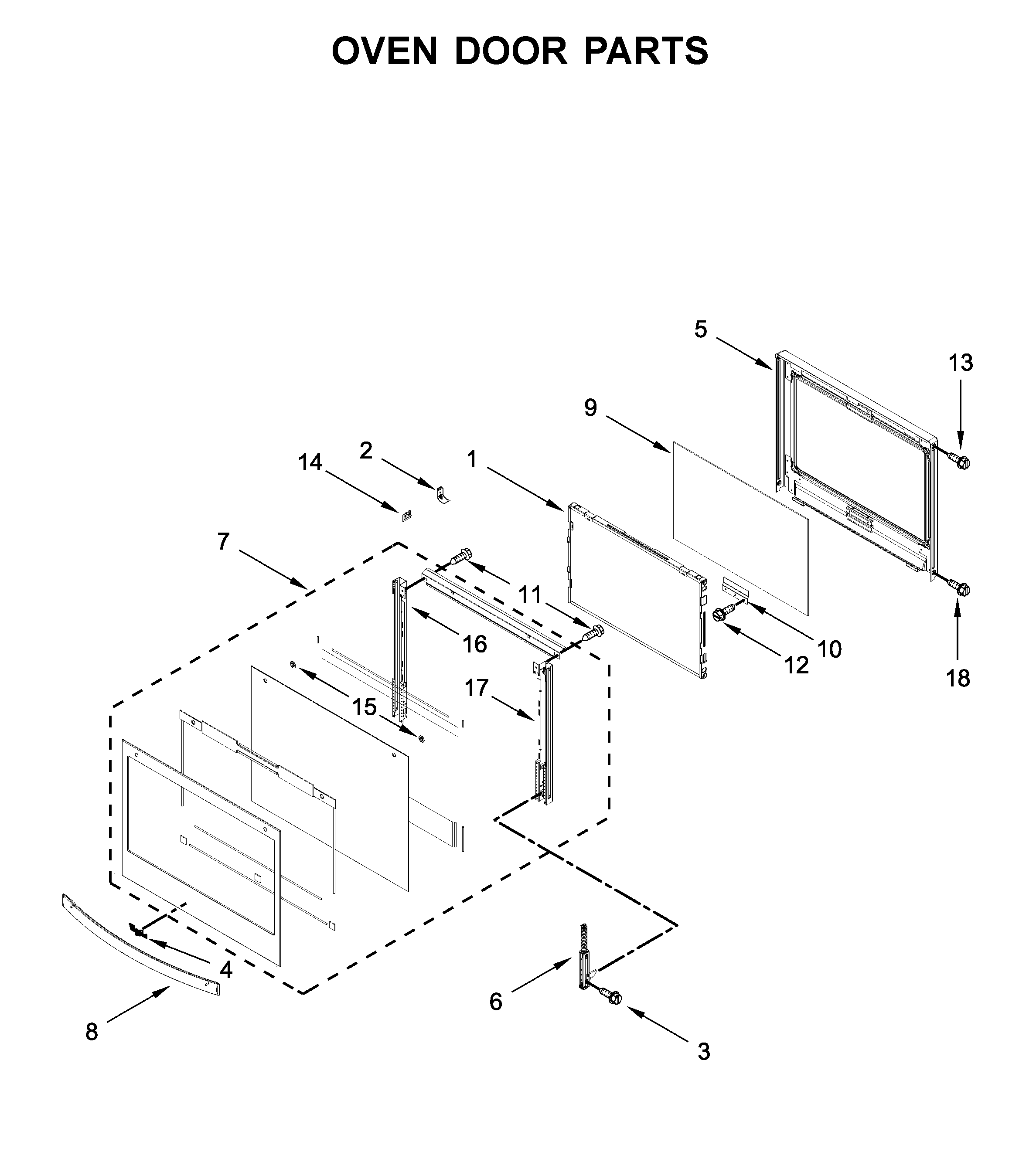 Oven door parts