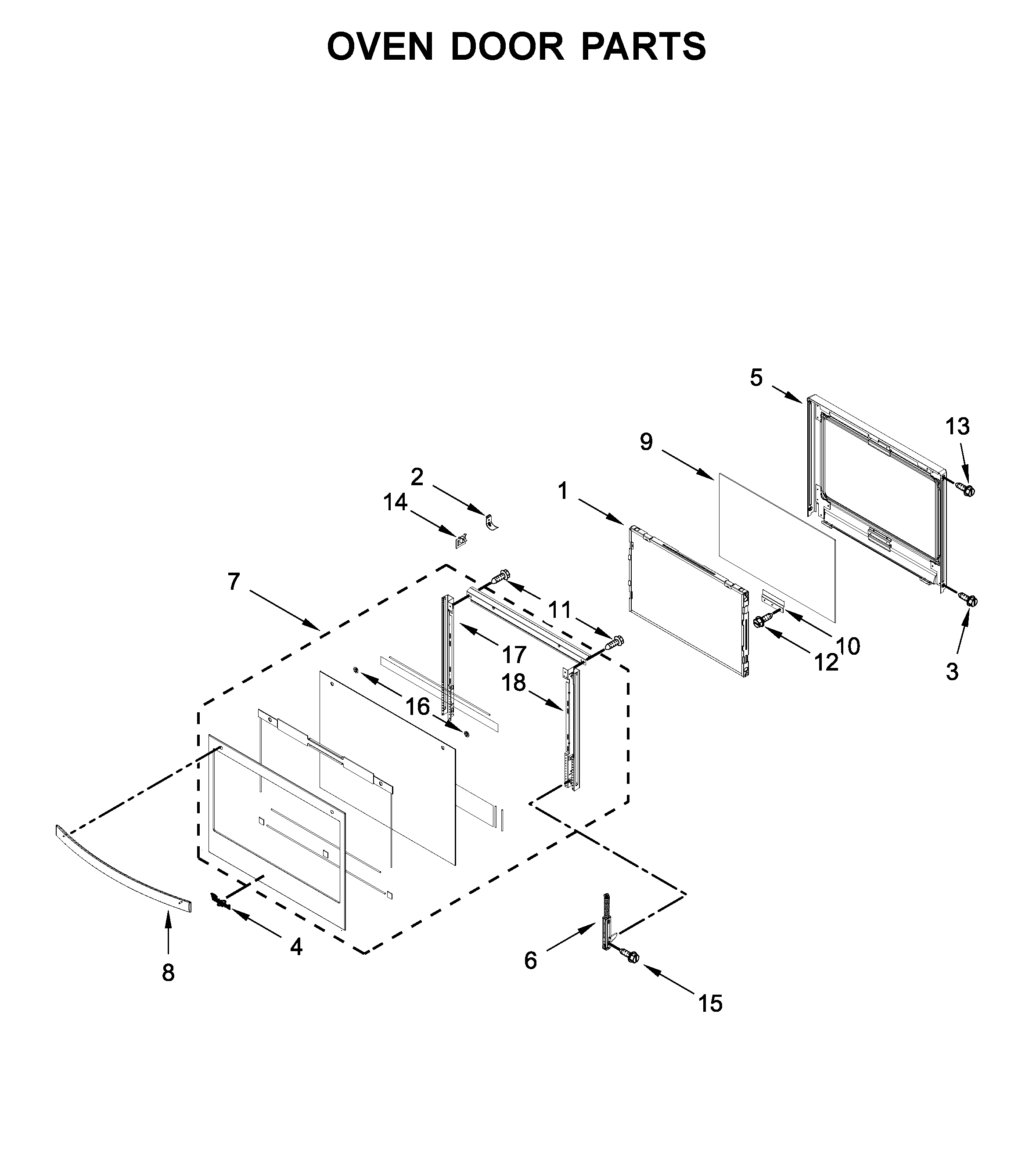 Oven door parts