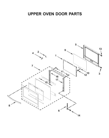 Upper oven door parts