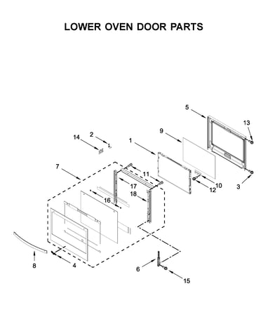 Lower oven door parts