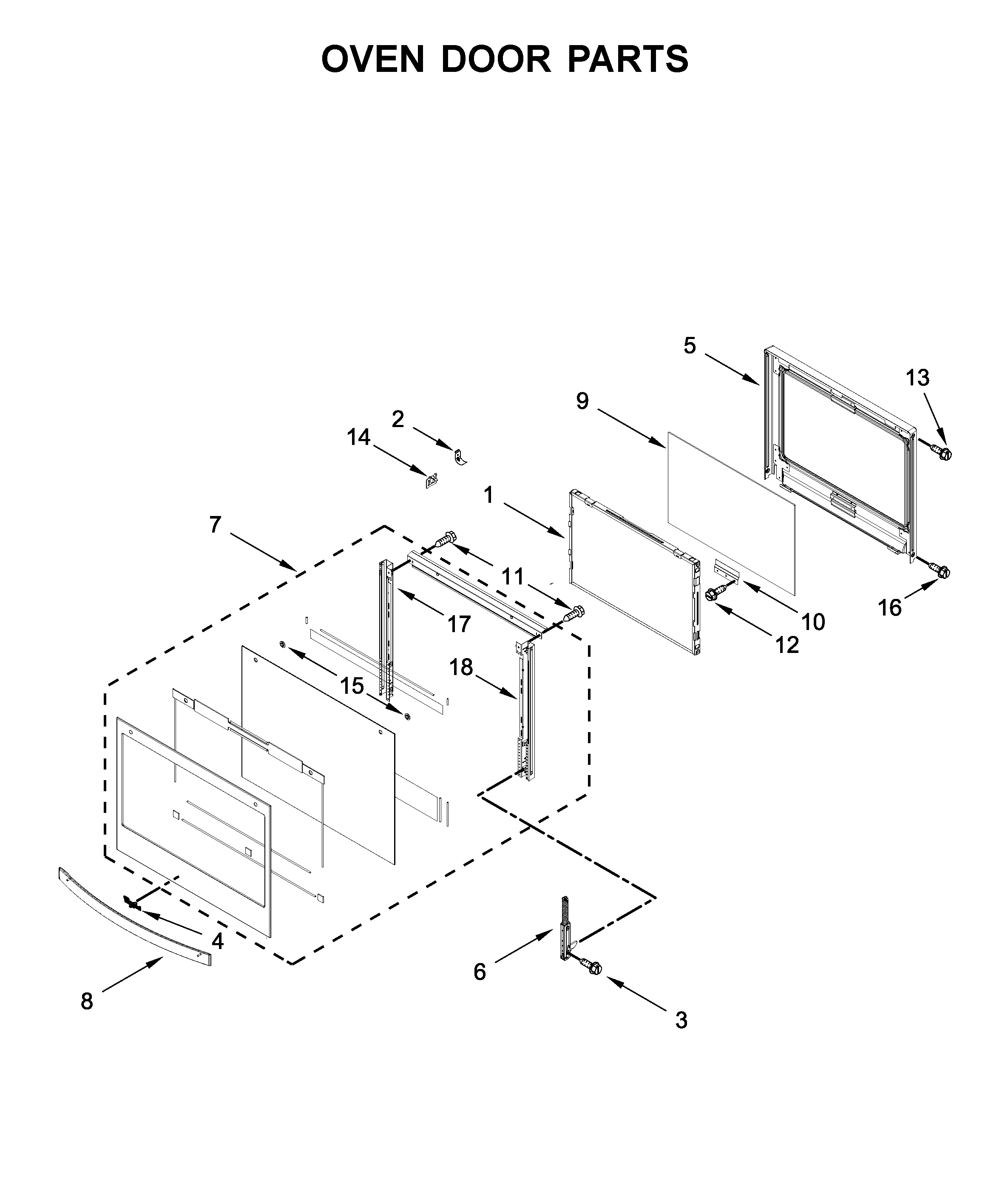 Oven door parts