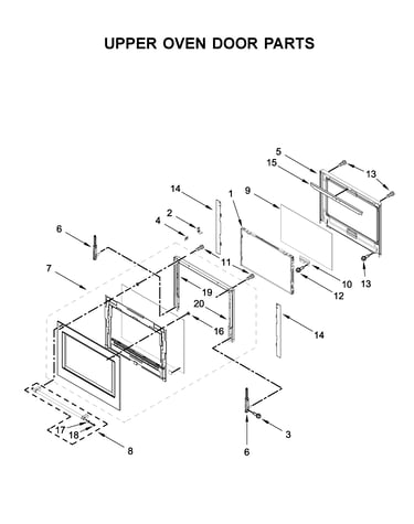 Upper oven door parts