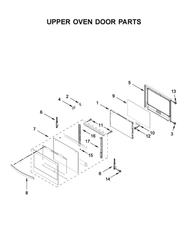 Upper oven door parts
