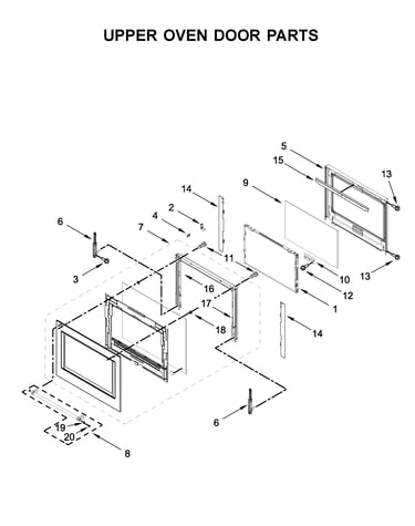 Upper oven door parts