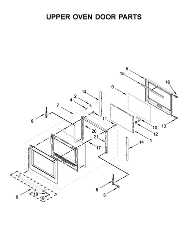 Upper oven door parts