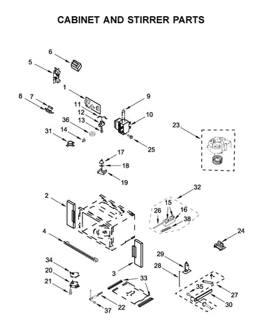 Cabinet and stirrer parts