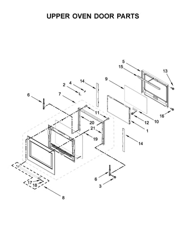 Upper oven door parts
