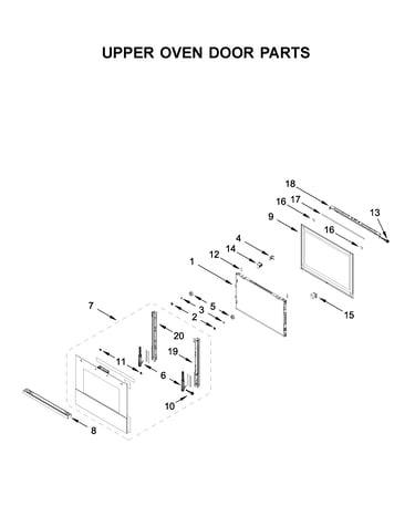 Upper oven door parts