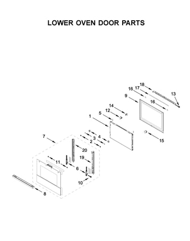 Lower oven door parts