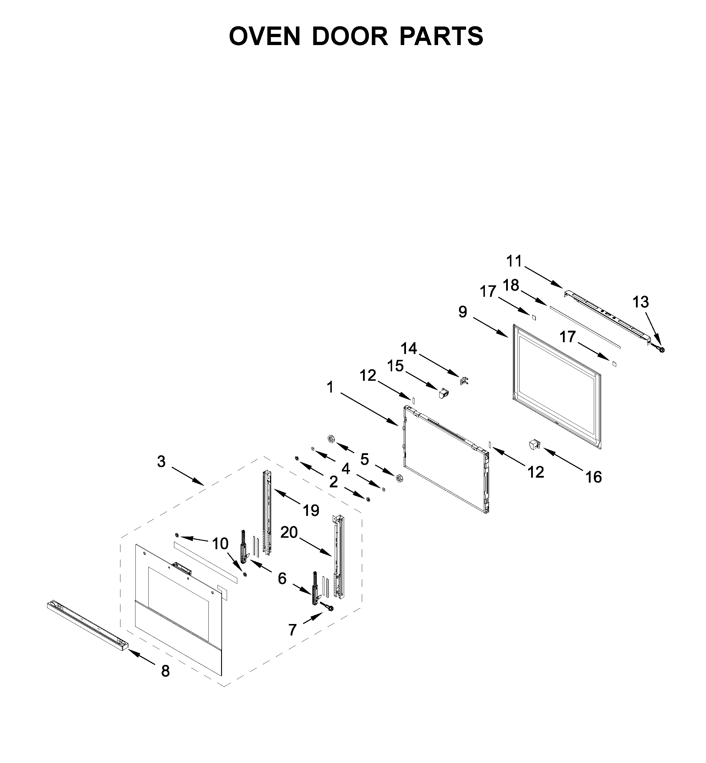 Oven door parts