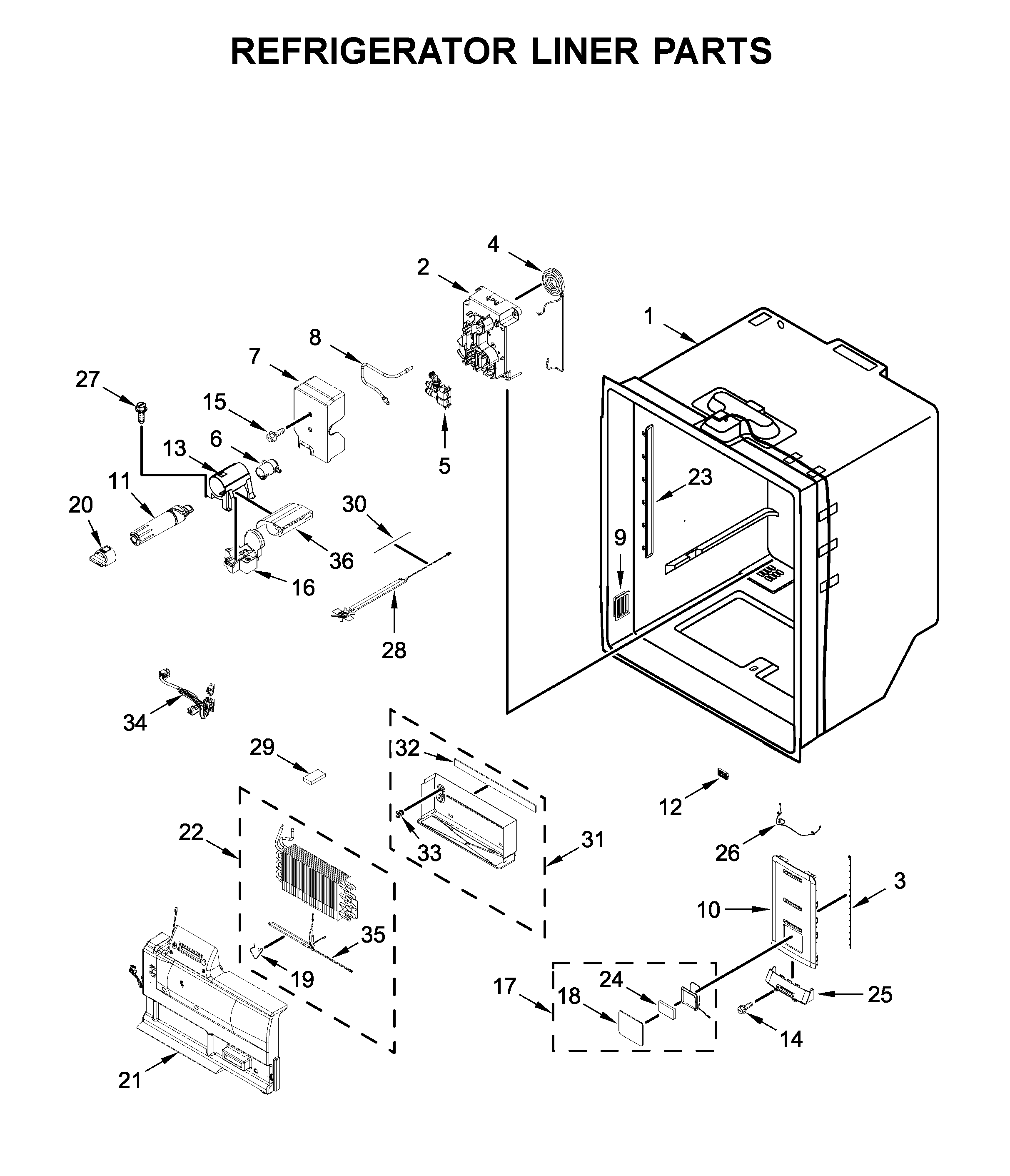 Refrigerator liner parts