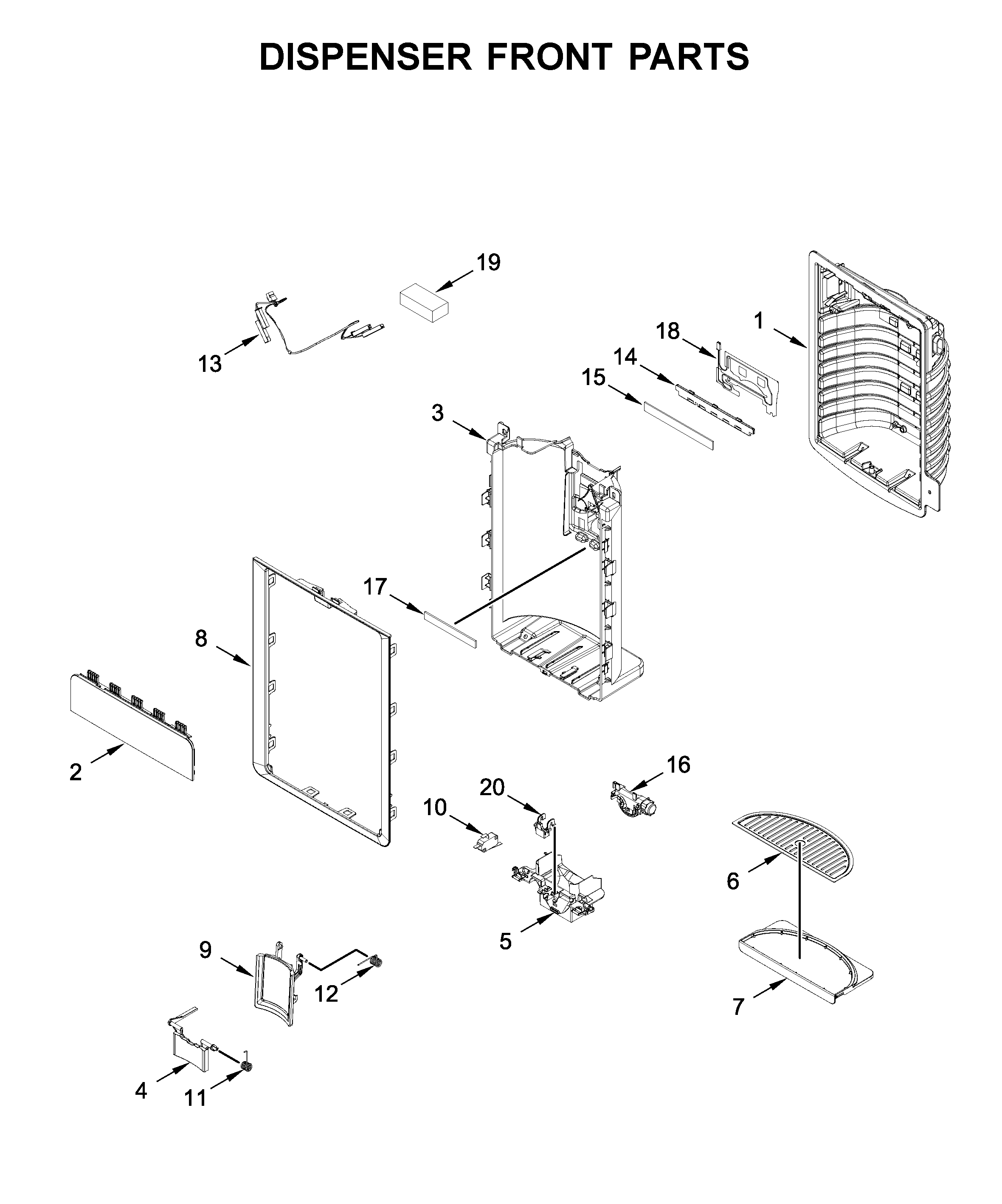 Dispenser front parts