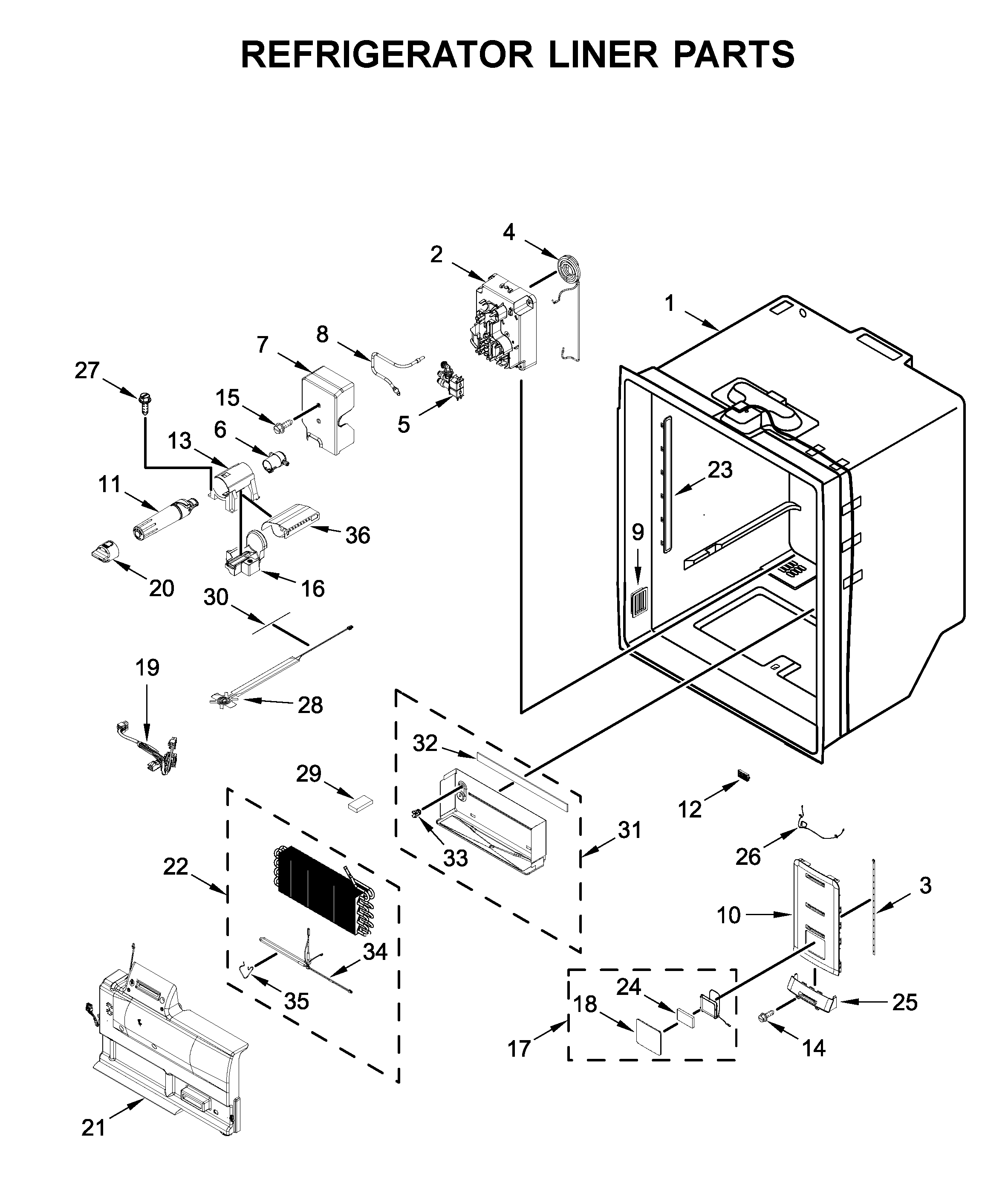 Refrigerator liner parts