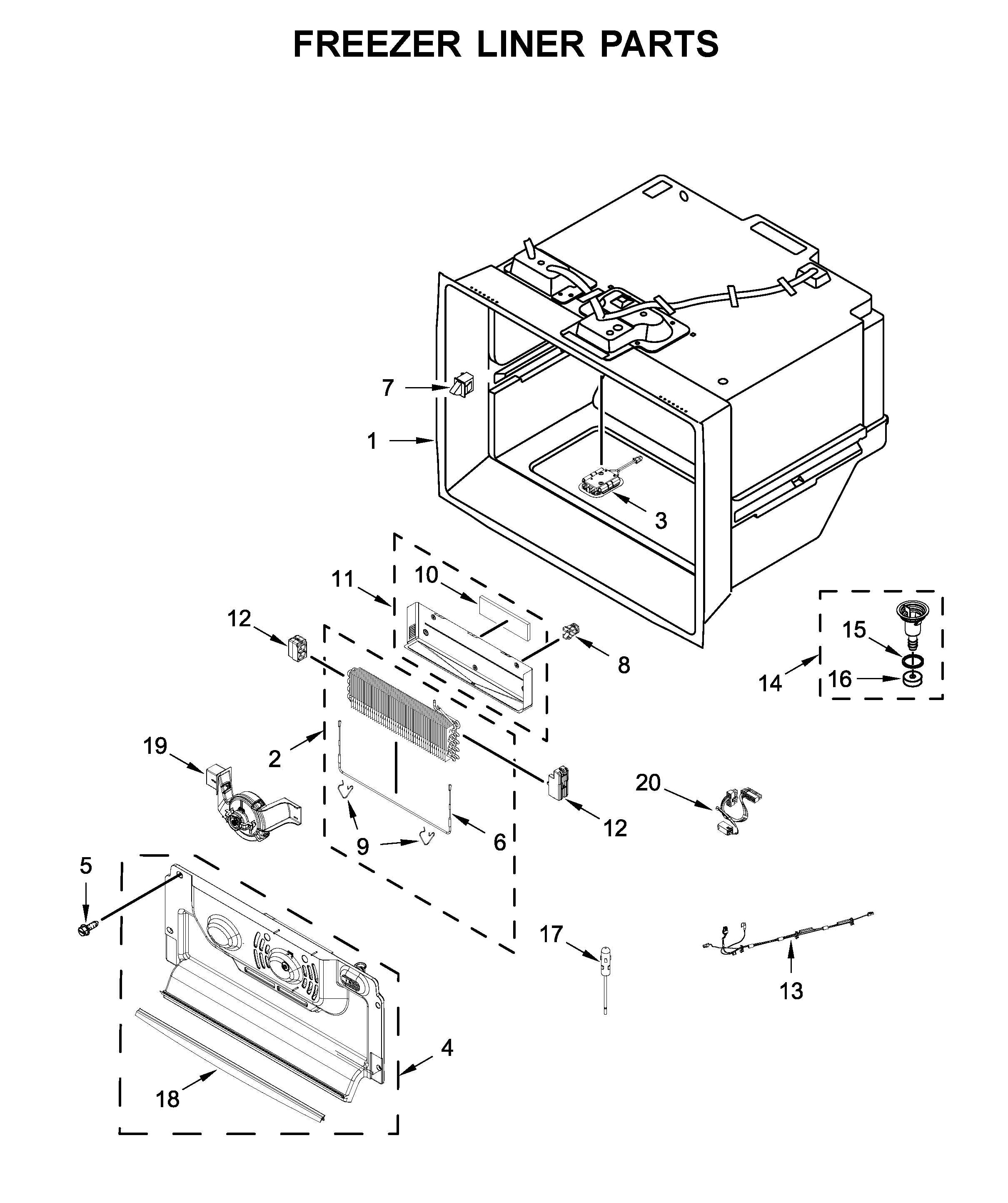 Freezer liner parts