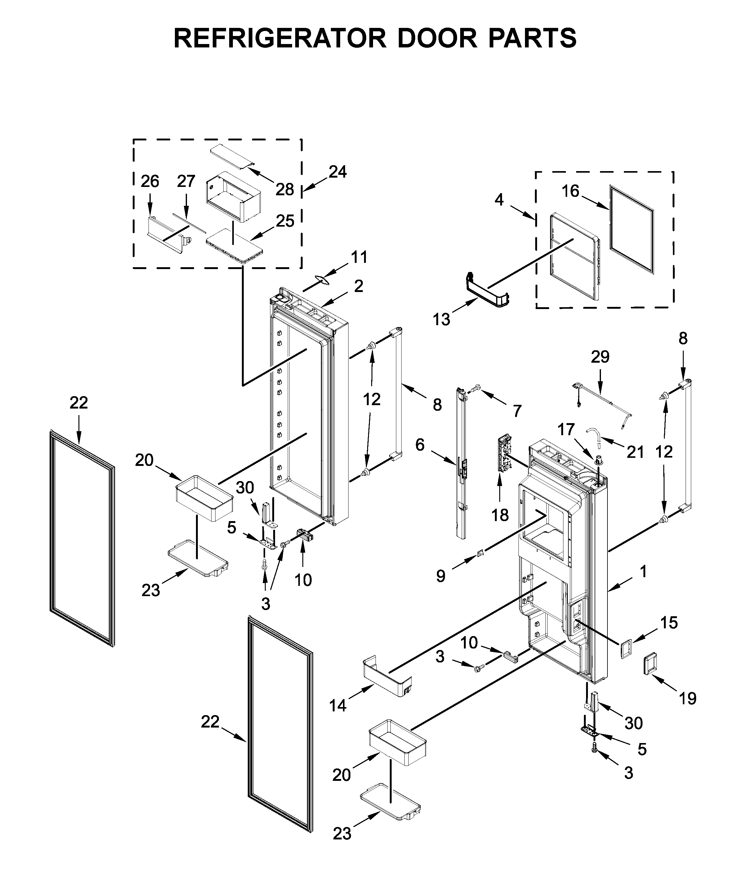 Refrigerator door parts