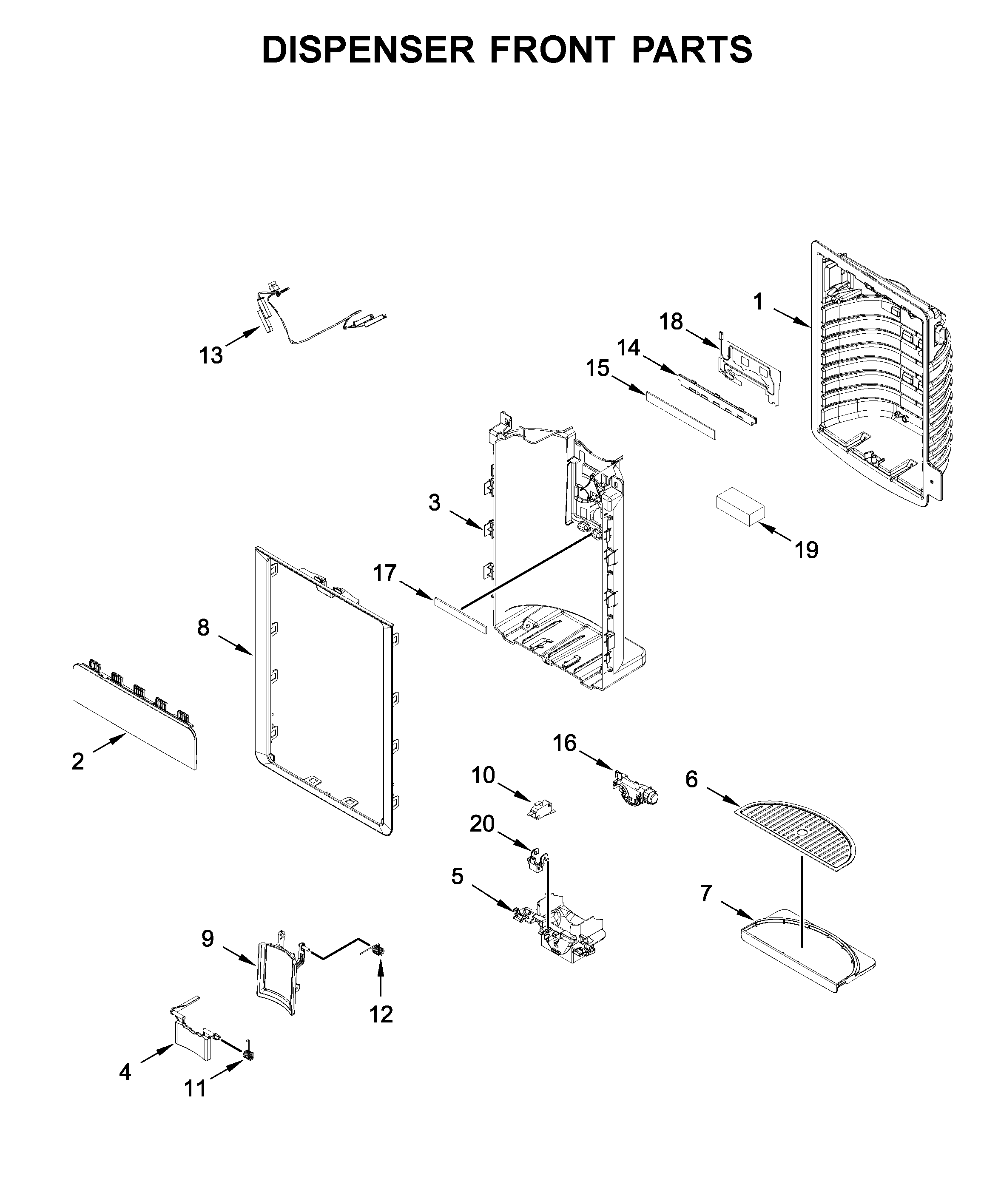 Dispenser front parts