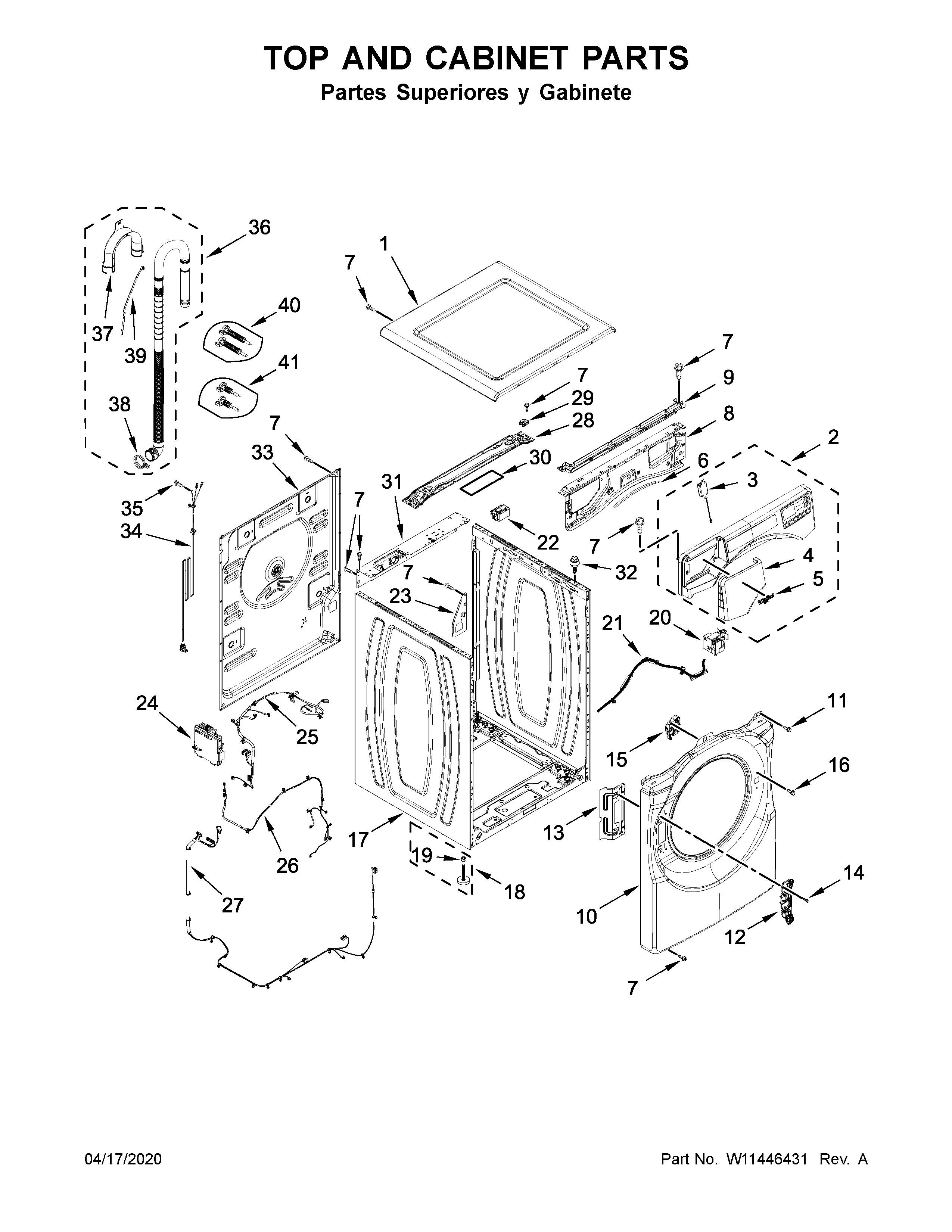 Top and cabinet parts