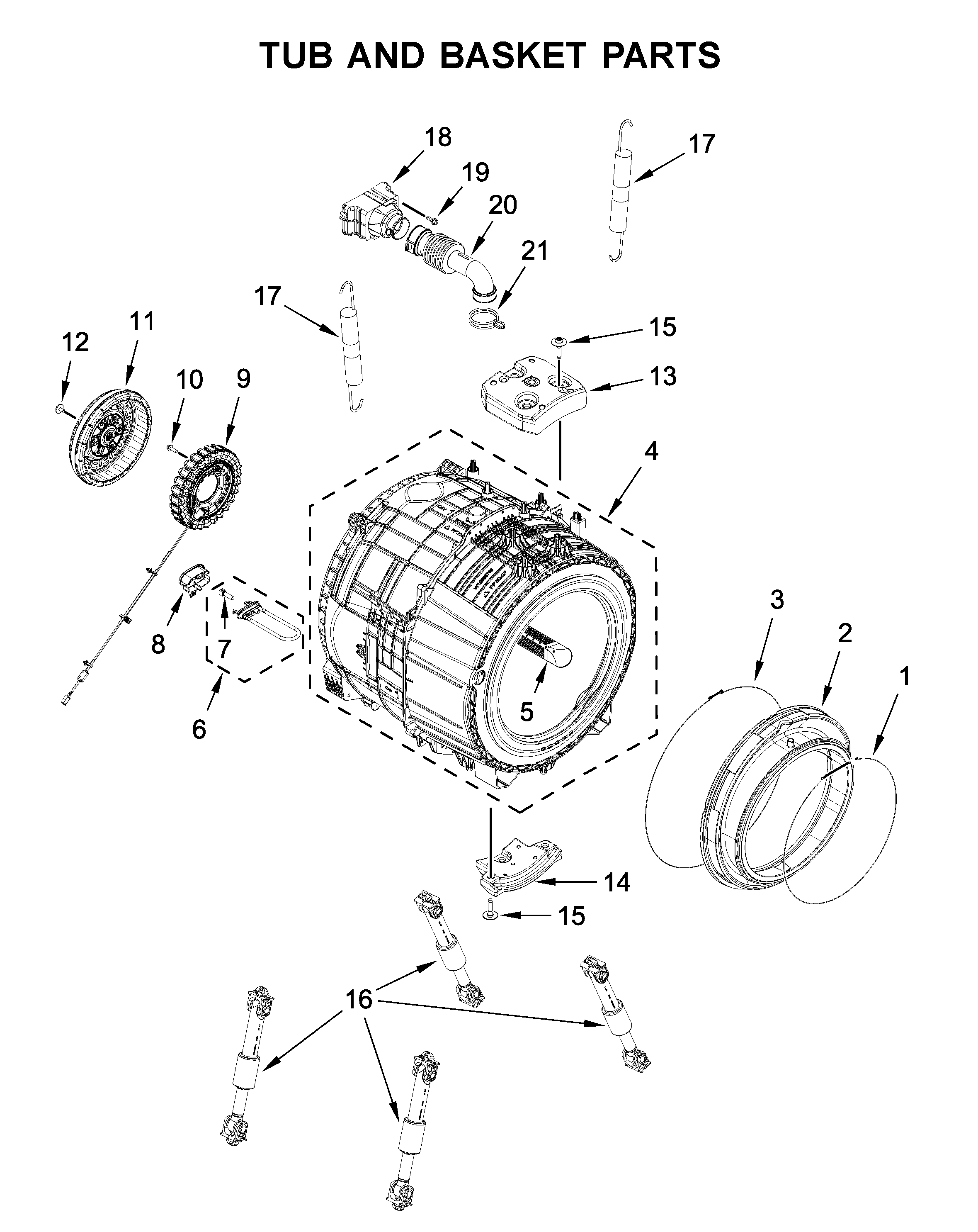 Tub and basket parts